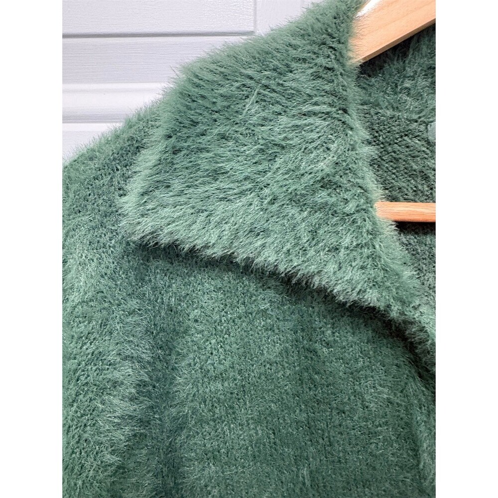 Wild Fable Cardigan Sweater Womens XL Forest Green Fuzzy Button Front - Picture 2 of 9